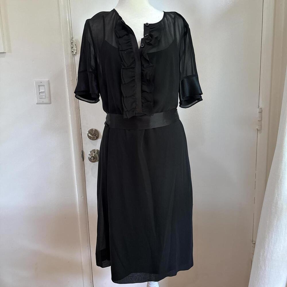 Club Monaco 100% Silk Black Midi Dress – Size 6
